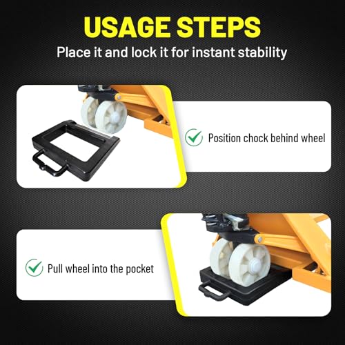 ROBLOCK 2 Pack Rubber Pallet Jack Chock Heavy Duty Wheel Chock, Pallet Jack Stopper for Truck 14.2" Length x 11.2" Width x 2" Height (Black) - color: Black(2 Pack)