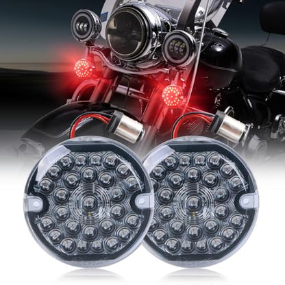 AUDEXEN 3-1/4 Inch LED Turn Signal Kit 1157 Double Base Front Turn Signal + 1156 Single Connector Red Rear Signal Lights Compatible with Harley Road Glide Road King Softail Ultra - color: Red/Red, size: 1157 Front