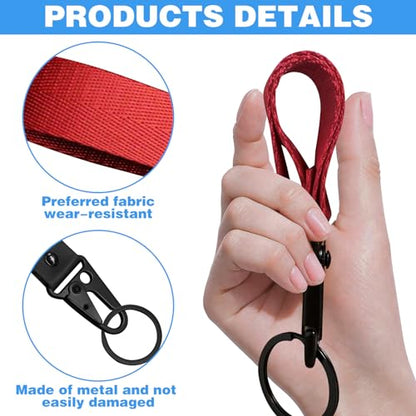 2Pcs Motorcycle Accessories - Fabric Keychain, Black and Red, Anti-Lost Lanyard Key Chains