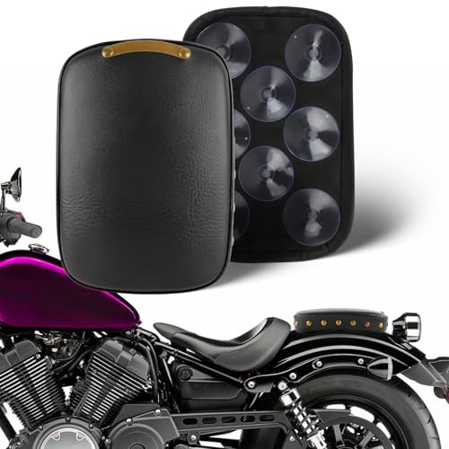 DREAMIZER Universal Black Motorcycle Solo Passenger Seat Rear Cushion 8 Suction Cups Compatible with Harley Sportster XL 883 1200 Forty Eight Dyna Chopper Bobber Custom (Black-Vintage) - style: Vintage Black