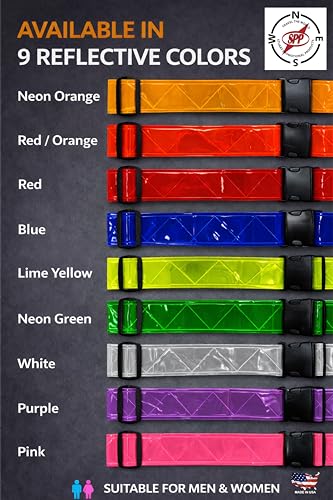 Reflective Running Belt, High Visibility Safety, Adjustable Belt for Running, Walking & Cycling - color: Fluorescent Red / Orange