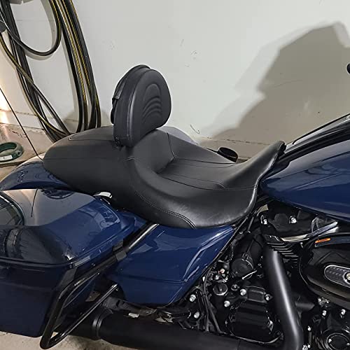AUFER Adjustable Plug-in Heavy Duty Driver Rider Backrest Kits Compatible With For 1997-2020 2021 2022 2023 2024 2025 2026 Harley Touring Road King Street Glide Road Glide Electra Glide,Black - size: Stripe Style (Black)