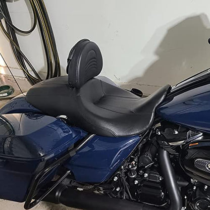 AUFER Adjustable Plug-in Heavy Duty Driver Rider Backrest Kits Compatible With For 1997-2020 2021 2022 2023 2024 2025 2026 Harley Touring Road King Street Glide Road Glide Electra Glide,Black - size: Stripe Style (Black)