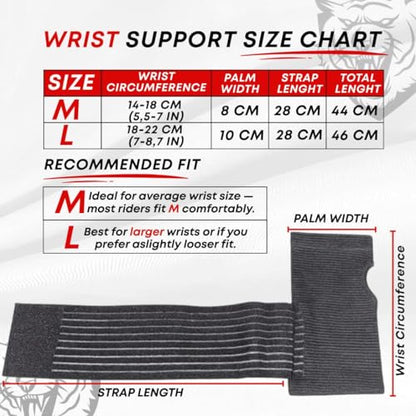 ® Motorcycle Wrist Brace Adjustable Wrist Wraps for Bikers, Wrist Support Reduces Hand Pain and Absorbs Vibration, Enhancing Comfort and Stability (Medium) - size: Medium