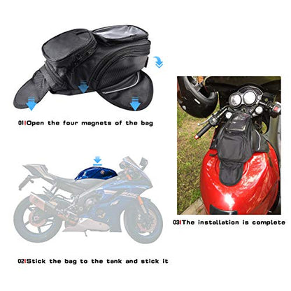 KATUR Motorcycle Gas Oil Fuel Tank Bag Universal Waterproof Oxford Fabric with Strong Magnetic Motorbike Bag Compatible with Harley Honda Yamaha Suzuki