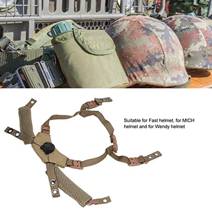 Helmet Chin Strap for Fast MICH Wendy Helmet, 4 Points Tactical Helmet Accessories Retention System Chin Strap, Helmet General Suspension Lanyard with 4 Sets of Fastening Screws - color: Tan