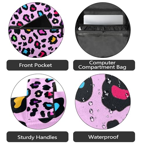 Backpack for Women Men, Cute Leopard Waterproof Backpack with Laptop Compartment, Lightweight Carry On Backpack for Travel, Work, Picnic - color: Cute Leopard