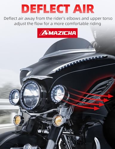 Amazicha Black Adjustable Air Deflector Kit Side Wing Deflectors Fairing Air Deflector Compatible for Harley Touring Street Glide, Electra Glide, Trike, Ultra Classic, CVO 1996-2013