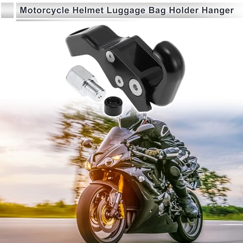 Adjustable Universal Motorcycle Hanging Hook Slope Handle with Hook Motorcycle Helmet Luggage Bag Holder Hanger Aluminum Alloy Black with 1 Pcs Screw - color: Black