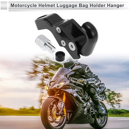 Adjustable Universal Motorcycle Hanging Hook Slope Handle with Hook Motorcycle Helmet Luggage Bag Holder Hanger Aluminum Alloy Black with 1 Pcs Screw - color: Black
