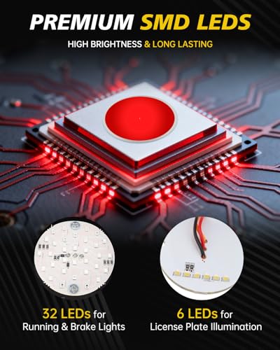 TSUNG Motorcycle LED Tail Brake Light with Side Mount License Plate Bracket, IP67 Waterproof, Polished Finish, Rear Light Assembly (Mesh Kit) - color: Mesh Kit