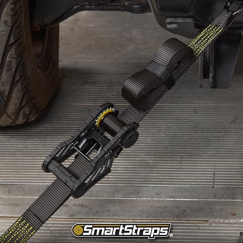 WINSTON PROD The 14 ft. Yellow Tactical Ratchet Tie Down Straps with 1,667 lb. Safe Work Load with a 5000lb Break Strength- 2 Pack for Hauling Large Equipment, Larger Tractors, Vehicles.
