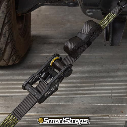 WINSTON PROD The 14 ft. Yellow Tactical Ratchet Tie Down Straps with 1,667 lb. Safe Work Load with a 5000lb Break Strength- 2 Pack for Hauling Large Equipment, Larger Tractors, Vehicles.