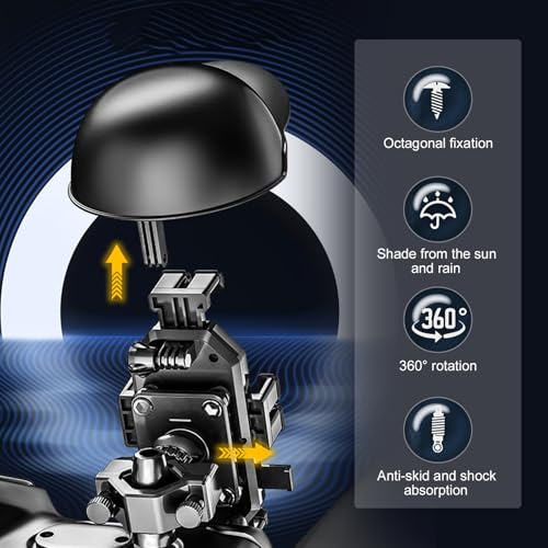 1 PC Mobile Phone Holder with Helmet, Waterproof Sun Visor Holder, Cycling Octopus Phone Cradle, Universal for Most Motorcycles, Bicycles, Electric Vehicles (Black #Handlebar)