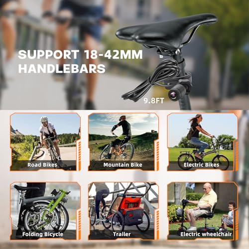 Bike Camera Rear View AHD with Night Vision & 110° Wide Angle | Universal Bicycle Camera for E-Bikes, MTB, Road Bikes, Wired Plug and Play, Fits Handlebar Diameter 18-42 mm