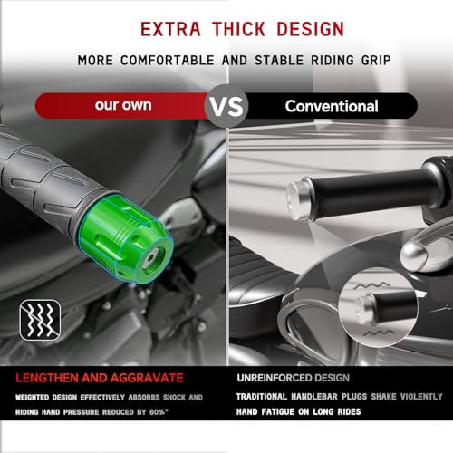 Motorcycle Bar Ends Plug,CNC Handlebar bar Ends Plugs For Ninja400 Ninja500/1000/400R/250/1000SX ZX6R Z650 Z900 Z400 ZX14R ZX10R ZX600 ZX636 ZX4RR ZX4R ER-6n ER-6f GSXR600 750 1000 and other models - color: Green