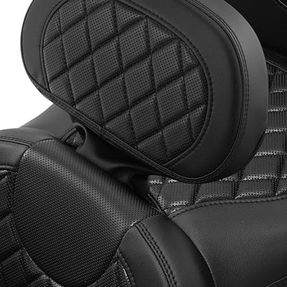 Roadsofa Standard Reach Seat Gel Rider Cushion with Rider Backrest and King Tour Pack Trunk Backrest Pad fit for Harley Touring Road King Street Glide Road Glide Electra Glide 2014-2023 Black Black - color: Gel Style B Black Seat + 2 Backrest