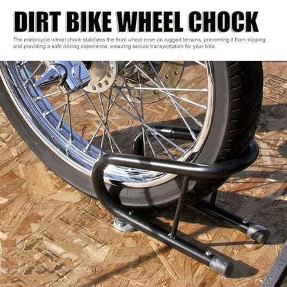 5.5 Inch Motorcycle Wheel Chock Kit with Installation Hardware Easy to Remove for Trailer Truck Bed Black, Steel Motorcycle Wheel Chock Stabilizes Front Wheel