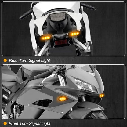 NTHREEAUTO Motorcycle LED Turn Signal Light Universal Front Rear Turn Signals Sequential Amber Blinkers Compatible with Motorbike Scooter Quad Cruiser Off Road Touring - 4PCS