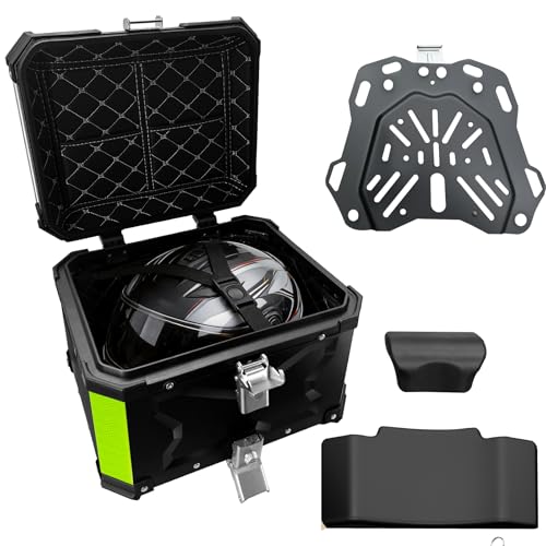 Motorcycle Top Case 45L Aluminum Alloy Motorbike Tail Box with Waterproof Lid & Anti-Shock Detachable Suitable for Stowing Helmets and Luggage