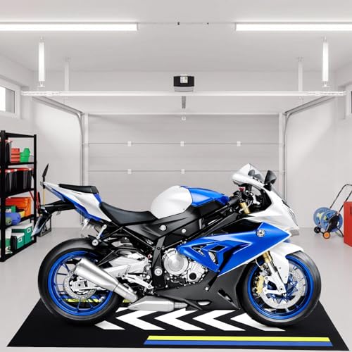 Drydiet 98 x 40 Inch Motorcycle Mat Garage Floor Rug Washable Parking Mats for Garage Floors Non Slip Oil Absorbent Pad Rubber Backing Layer Protects Floor from Spills Drips(Arrow Style) - size: 98 x 40 Inch, style: Arrow Style