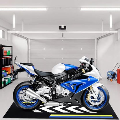 Drydiet 98 x 40 Inch Motorcycle Mat Garage Floor Rug Washable Parking Mats for Garage Floors Non Slip Oil Absorbent Pad Rubber Backing Layer Protects Floor from Spills Drips(Arrow Style) - size: 98 x 40 Inch, style: Arrow Style