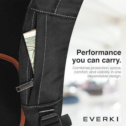 EVERKI Glide 26.5L Laptop Backpack – Reflective Strips for Motorcycle, Business Travel Backpack Carry On Flight Approved with Laptop Compartment & Corner Protection, Fits Laptops up to 17.3" - Black - size: 26.5 Liters