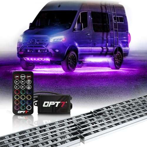 OPT7 Aura Aluminum Underglow for RV Exterior Lights w/Remote Control, 12V LED Waterproof Light Bars, Camper Van Neon Underbody Lighting Kit, RGB Multicolor Motorhome Travel Trailer, Outdoor Decor - size: 3. RV Class B & B+