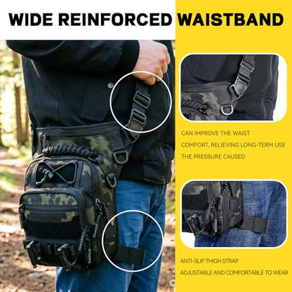 Tactical Drop Leg Bag with Concealed Carry Holster Motorcycle Thigh Pouch for Outdoor, Hiking & EDC Gear in Army Green - color: Army Green