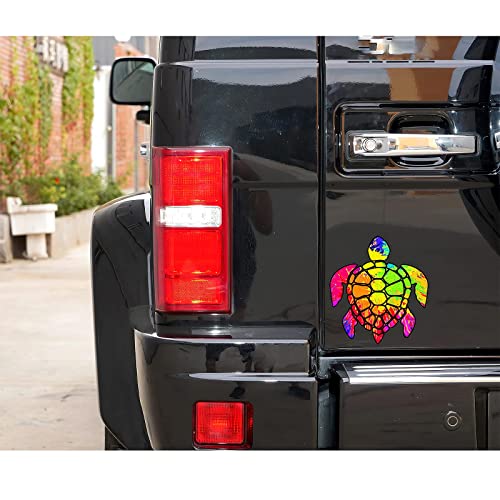 2 Pack Turtle Tie Dye Reflective Vinyl Car Decals Stickers, Van Trucks Women Men Motorcycle Laptop Decals Skateboard Bike Bumper Window 5.1" - color: Turtle-3