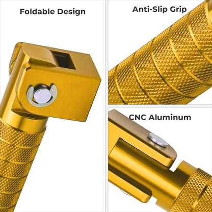 2-in-1 Clamp-On & Bolt-On Foldable Foot Pegs, Motorcycle Foot Pegs with Removable Pipe Clamps, M8 Mount or 26–32mm Tube Fit, for E-Bike, Mini Bike & Custom Builds （1 Pair, Anodized Gold) - color: Anodized Gold