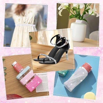 Rhinestone Ribbon Self Adhesive Crystal Rhinestones, 6-Rolls Bedazzling Strips, 6-Yard Rhinestone Strips for DIY Craft, Rhinestones Tape Self Adhesive - color: 6 Colors-2