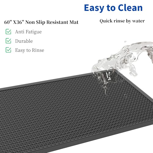 60"×36" Heavy Duty Commercial Rubber Mat,Non-Slip, Grease Resistant Bubble Anti Fatigue Mat Use for Commercial Kitchen, Ramp, Pool, Restaurant, Garage(2 PCS) - size: 60"×36"-2PCS(Scraper Mat)