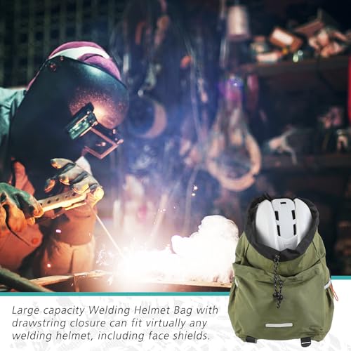 Aliceset Helmet Backpacks Welding, Waterproof Motorcycle Helmet Bag with Drawstring, Adjustable Shoulder Straps Pocket, Nylon, Large Capacity, Gift for Electrician Welder School Students(Green) - color: Green