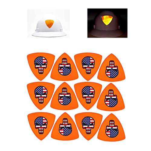 Customizable Reflective Helmet Strips - Reflective Tape Stickers for Hardhats Safety - Waterproof High Visibility Stickers 12pc - color: Orange Triangle