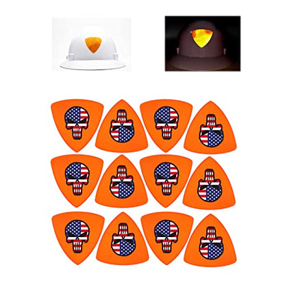 Customizable Reflective Helmet Strips - Reflective Tape Stickers for Hardhats Safety - Waterproof High Visibility Stickers 12pc - color: Orange Triangle