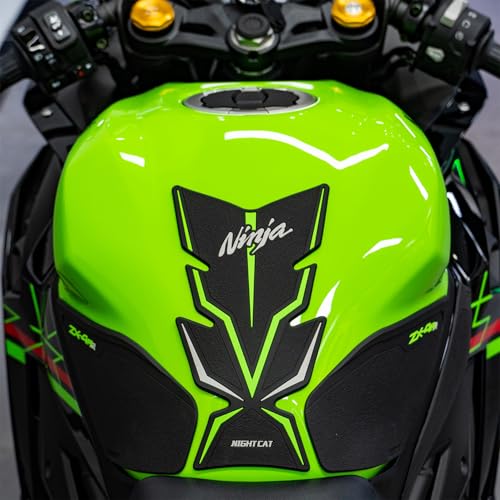NIGHT CAT Compatible ZX-4R ZX4R/RR 2023 Motorcycle Fuel Tank Pad Kit Side Fuel Knee Guard Sticker Fuel Tank Protector(Black gray-Fishbone Sticker) - color: Black Gray-fishbone Sticker