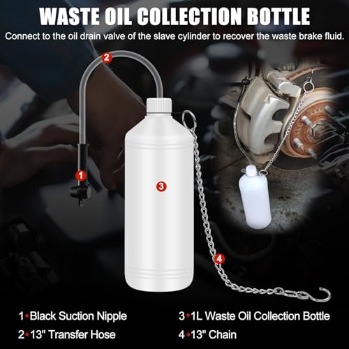 JIFETOR 5L Pneumatic Brake Pressure Bleeder Kit, Air Power Pressurized Master Cylinder Clutch Fluid Bleeding Tool Set with Bleed Machine, Collection Bottle and Adapters, Black Cylinder - color: Black Cylinder
