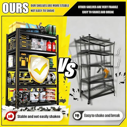 18"D Heavy Duty Garage Shelves, 4-Tier Adjustable Metal Shelving Unit, 2000LBS, Storage Shelf Rack Organizer for Basement Pantry Warehouse Kitchen, Black, 45.3"W x 17.7"D x 53.4"H - size: 4 Tier | 54" H x 45" W x 18" D