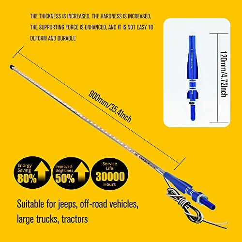 2Pcs 3FT RGB LED Whip Lights 270° Auto Strobe LED Antenna Light Waterproof for Off-Road ATV UTV RZR Truck Boat Can-am.DC12V.(90cm)