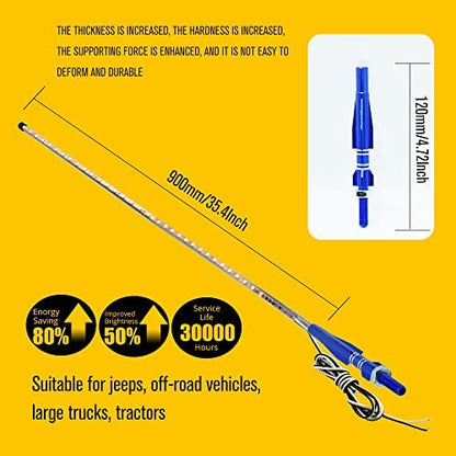 2Pcs 3FT RGB LED Whip Lights 270° Auto Strobe LED Antenna Light Waterproof for Off-Road ATV UTV RZR Truck Boat Can-am.DC12V.(90cm)