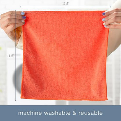 S&T INC. 25 Pack Microfiber Cleaning Cloth, Bulk Towels for Home, Reusable Microfiber Towels for Cars, Cleaning Rags, Assorted, 11.5 Inches x 11.5 Inches, 25 Count - size: 25 Pack