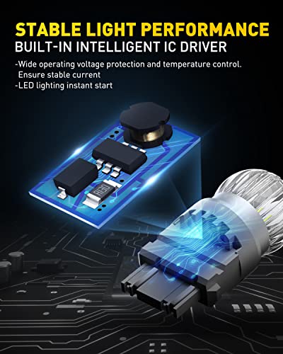 AUXITO 3157 LED Bulb White, Reverse Light 3156 3056 3057 4157 3047 4057 3457 4114 Super Bright for Backup Lights Tail DRL Brake Signal Parking Lights, Pack of 2 - color: White, size: 3156/3157