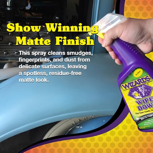 Wizards - Wipe Down Quick Detailer Spray - Matte Finish Cleaning Solution - Effortless On-The-Go Detailing for Flat, Suede, and Denim Surfaces - Professional Auto and Motorcycle Care Essential - 22 Oz - size: 22 oz.