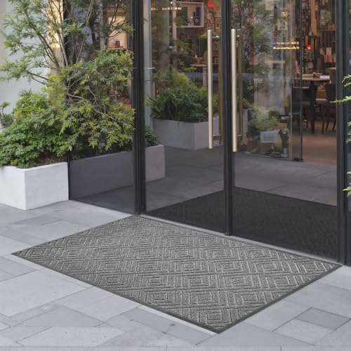 VEVOR Front Door Mat, 61.5 x 36 in Commercial Floor Mat for Indoor and Outdoor, Modern Stylish Carpet with TPE Backing, Heavy Duty Washable Entry Industrial Rug for Hallway, Balcony, Garage, Grey - color: Grey-printed Pattern, size: 61.5 x 36inch