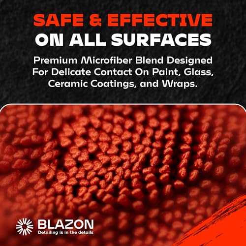 BLAZON Redline XL Car Drying Towel - Ultra Premium 1300 GSM Microfiber Drying Towel - Max Absorption, Streak-Free Finish, Super Soft Twisted Loop Design - Dries Full Vehicle - Extra Large 2 x 3 ft