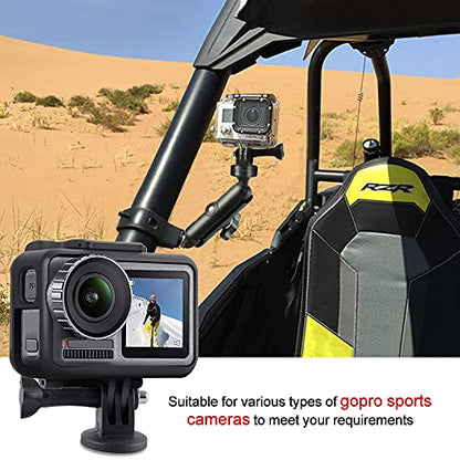 MAIKER Off Road UTV ATV Camera Mount, Compatible with GoPro, 1.75-2 inch Roll Bar, Aluminum Alloy, Easy Installation, Rotatable 360 Degree Ball Head, Black