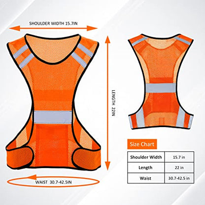 TCCFCCT Reflective Running Vest, High Visibility Running Gear with Large Pocket - color: 2 Pack Mesh Orange