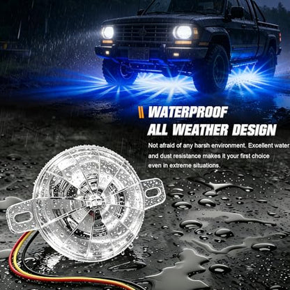6pcs Mini LED Watermelon Lights for Truck Trailer, Underglow Neon Chassis Light Clear Lens Blue 12-24V with Strobe & Constant for Offroad 4x4 ATV UTV Motorcycle RV - color: Blue