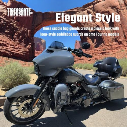 Gloss Black Rear Saddlebag Guards complete Kit for 2014-Later Harley Touring Street Road Glide Electra Glide Road King - color: Gloss Black